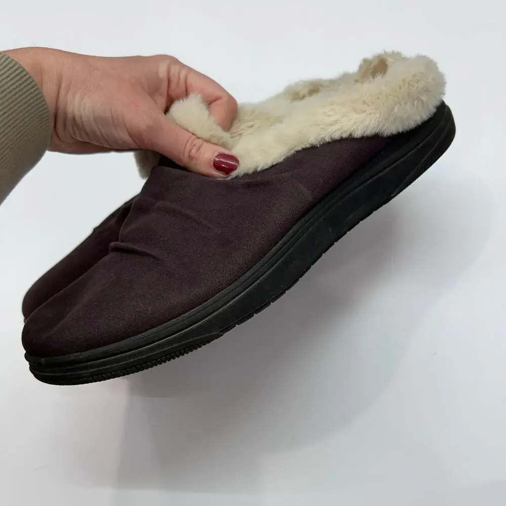 Clarks Faux Fur Clog Slipper 11 Purple Slip On Cozy - Picture 4 of 8